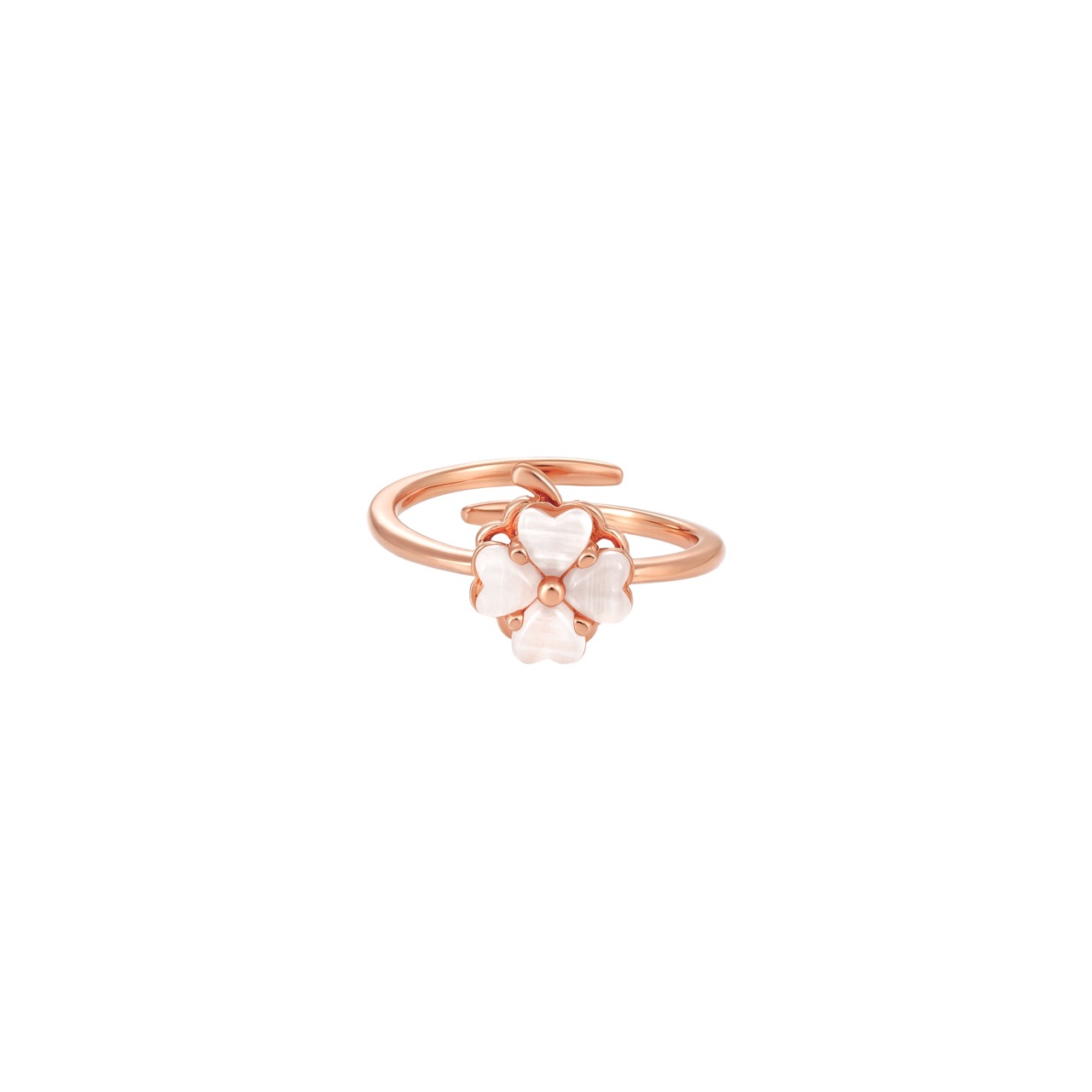Lucky Clover Ring — Rose Gold, White Stone