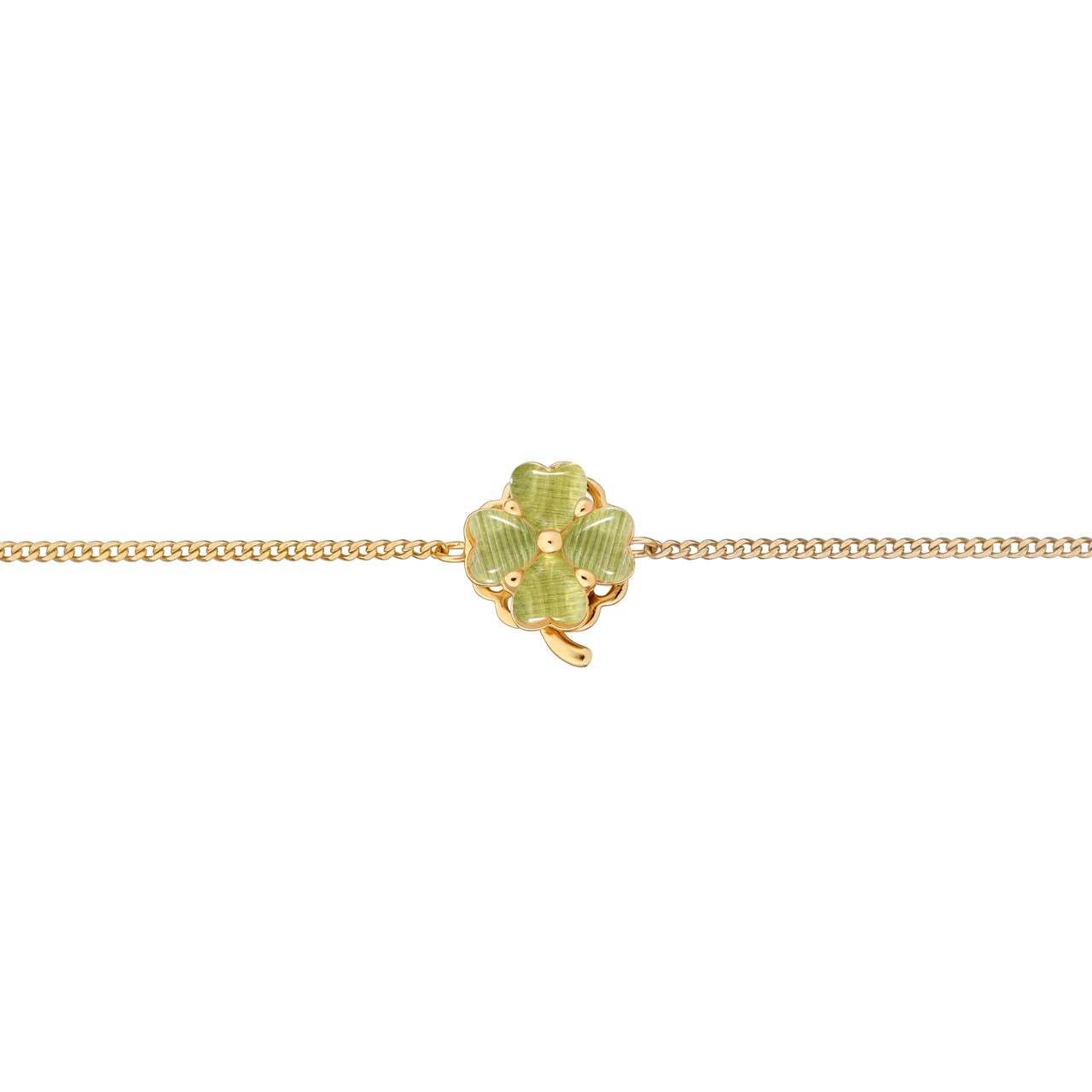 Lucky Clover Bracelet — Gold, Green Cat's Eye