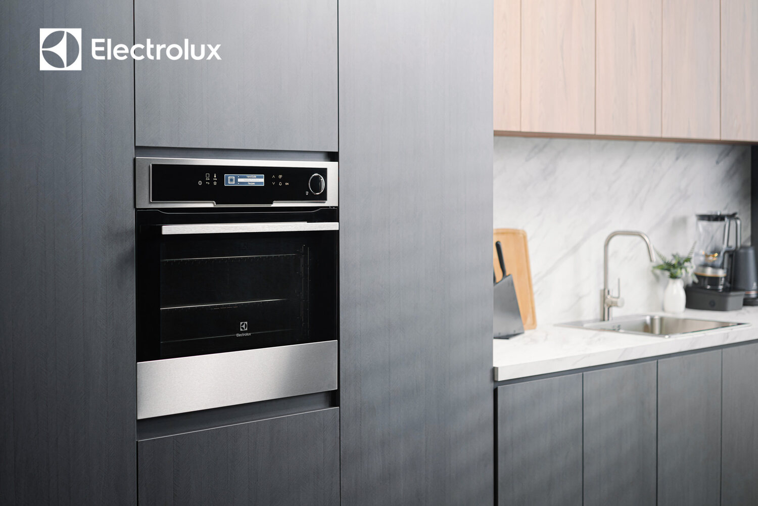 Electrolux built-in oven in a studio-built kitchen — product photography Singapore