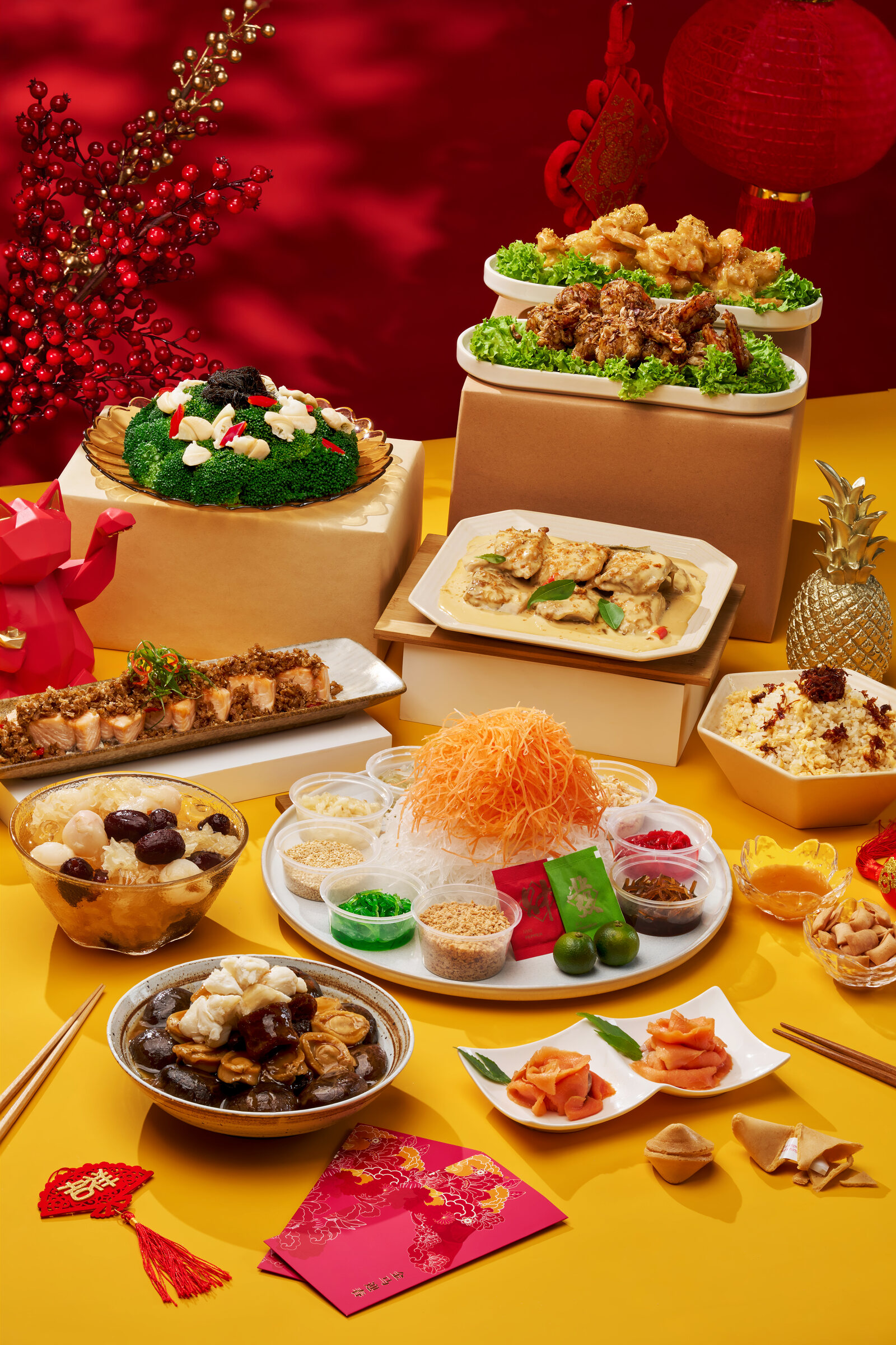 Katong Catering Chinese New Year feast spread — festive food photography Singapore by GradePixel