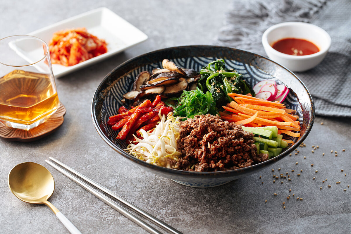 Nestlé Harvest Gourmet plant-based Korean bibimbap — recipe photography Singapore