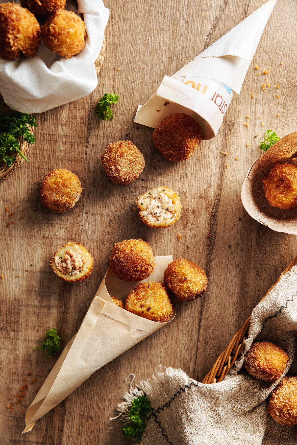 Nestlé Harvest Gourmet plant-based Japanese potato croquettes — recipe photography Singapore