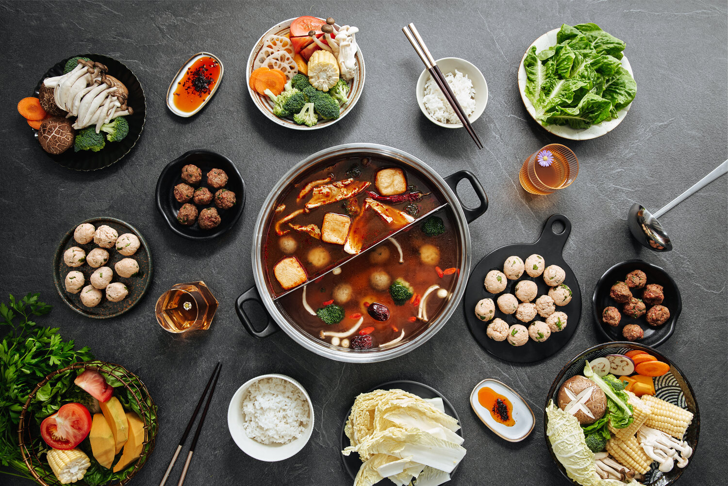 Nestlé Harvest Gourmet plant-based hotpot spread — recipe photography Singapore