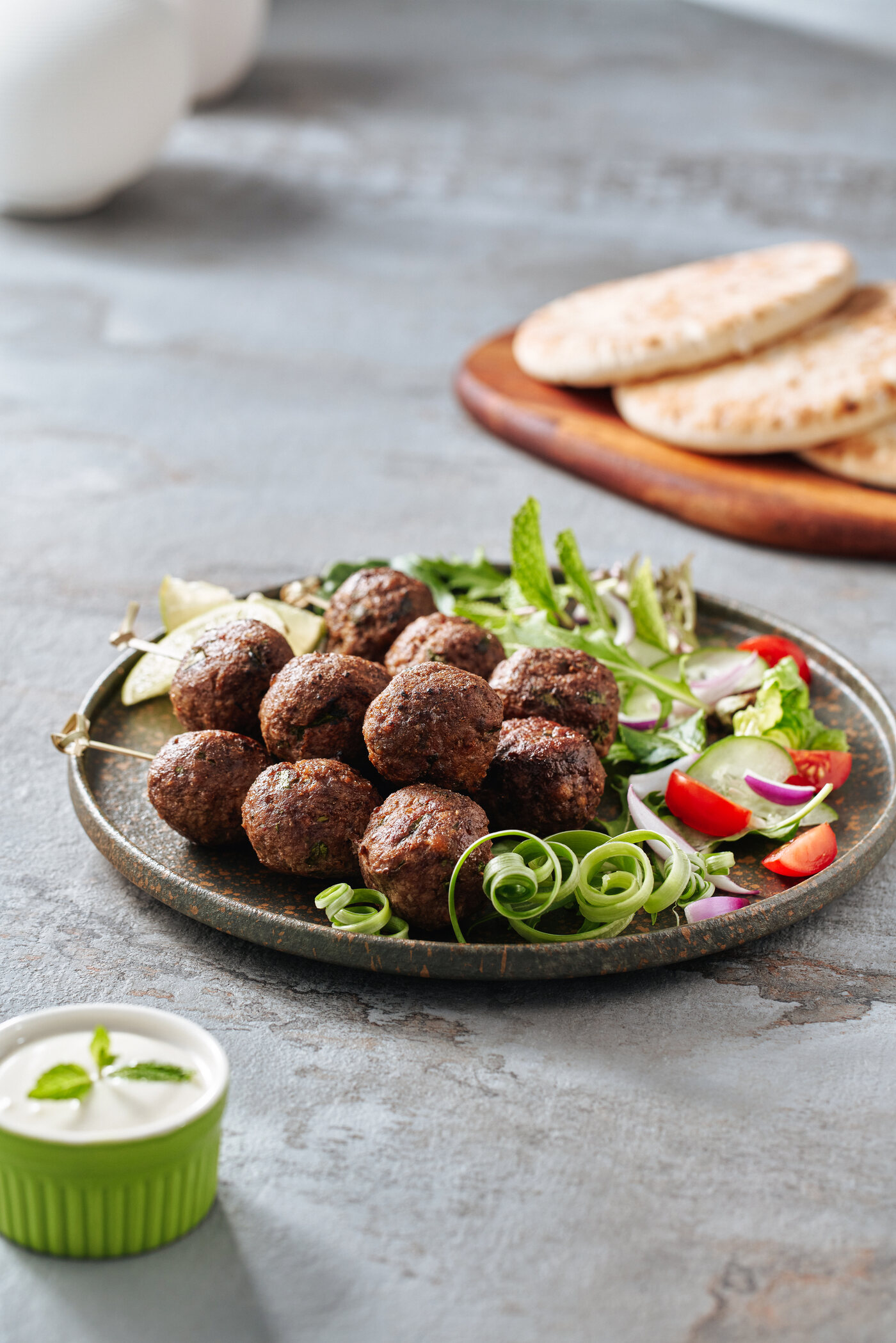 Nestlé Harvest Gourmet plant-based meatballs with salad — recipe photography Singapore