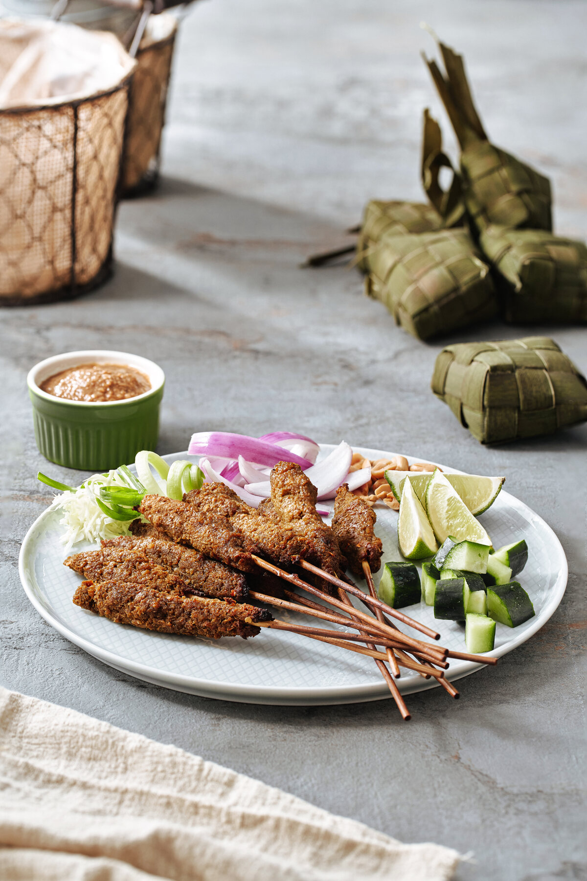 Nestlé Harvest Gourmet plant-based satay skewers — recipe photography Singapore by GradePixel