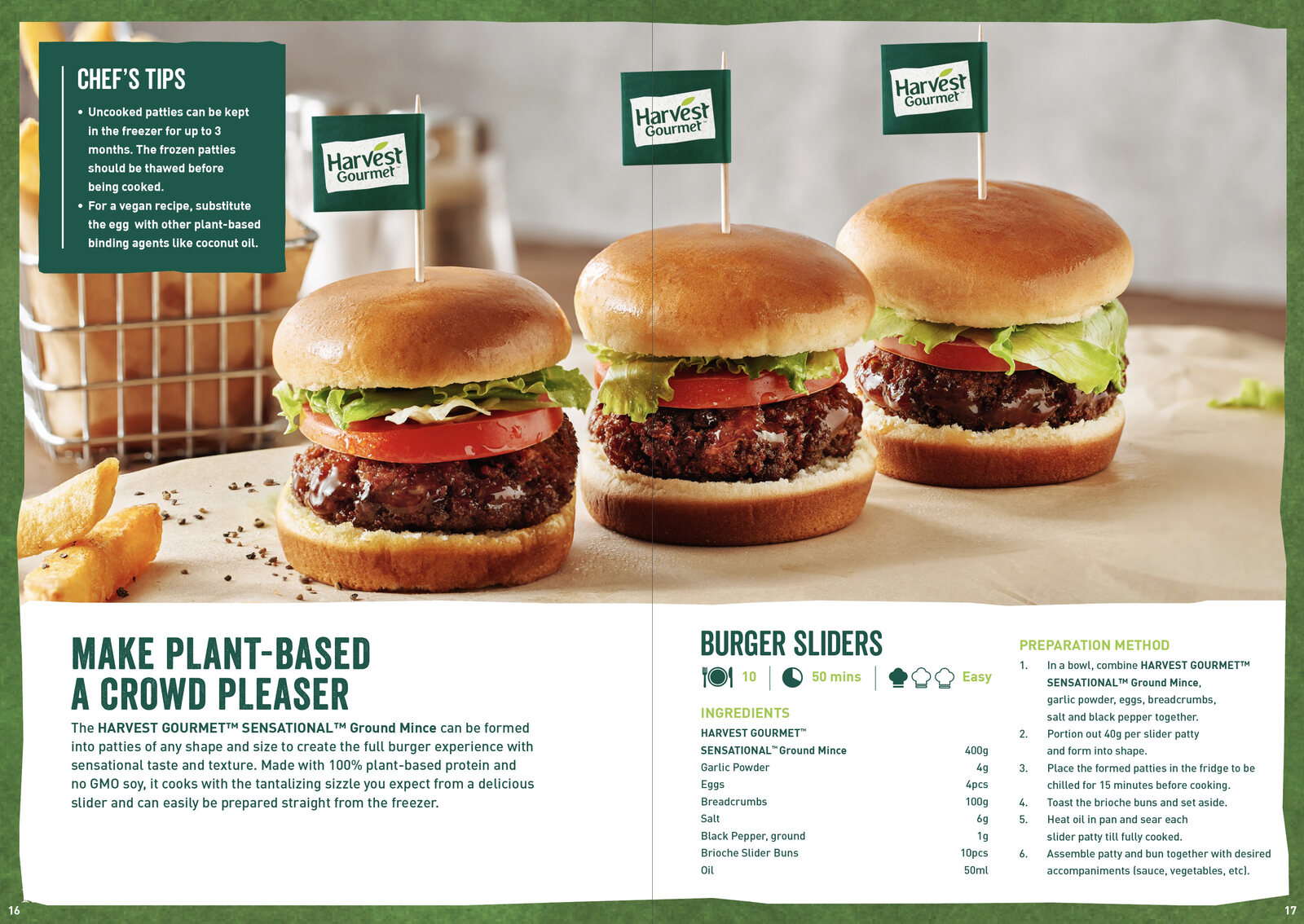 Nestlé Harvest Gourmet recipe book burger sliders spread — recipe photography Singapore